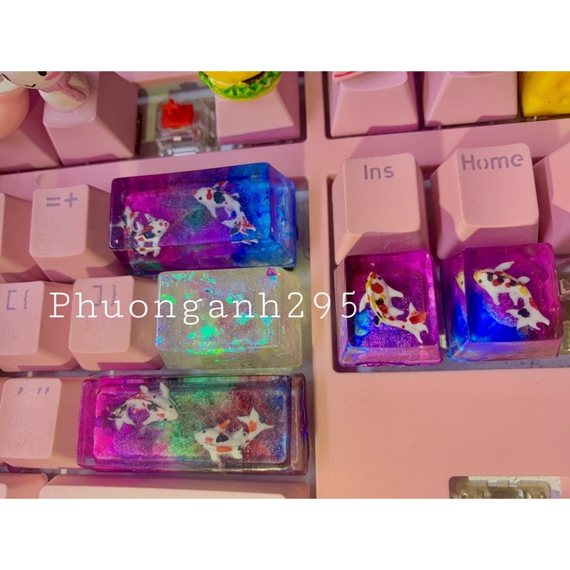 keycap cá Koi artisan nhiều màu sắc-  nút back space, nút enter