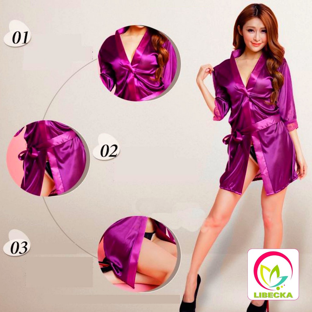 Áo khoác váy ngủ đẹp dễ thương Sexy gợi cảm quyến rũ chất liệu phi lụa xuyên thấu kiểu Hàn Quốc LIBECKA VAN09