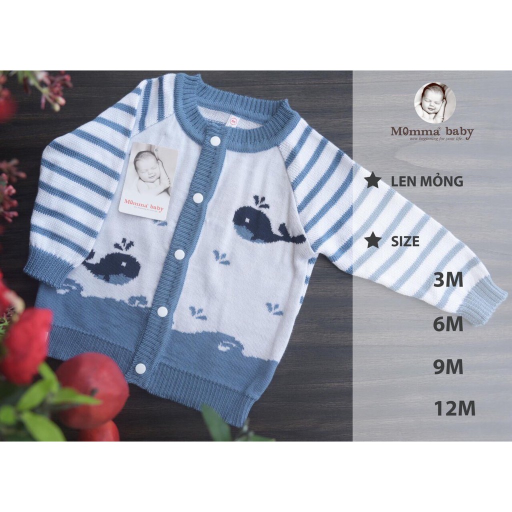 [Dễ Thương] Áo Len Bé Gái, Bé Trai Hãng Momma Baby, Size 3-12m, Hàng Made In Vn, Chất Len Mịn Đẹp