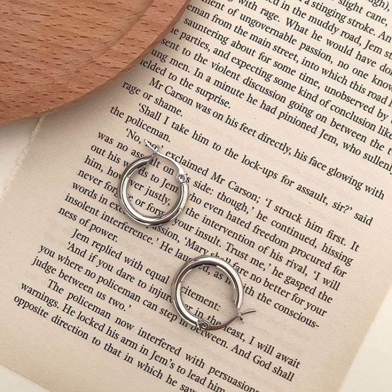 Khuyên tai Basic tròn Khóa bấm chắc chắn chất THÉP Y TẾ KHÔNG GỈ ,CAM KẾT HÀNG CHẤT LƯỢNG NHƯ ẢNH