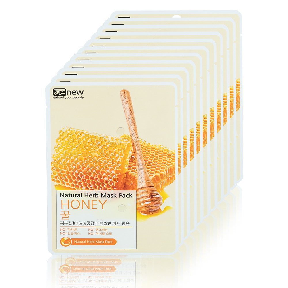 [Sản phẩm chính hãng] Bộ 10 miếng mặt nạ nhập khẩu Hàn Quốc Benew Natural Herb Mask Pack Honey 22ml/miếng 
