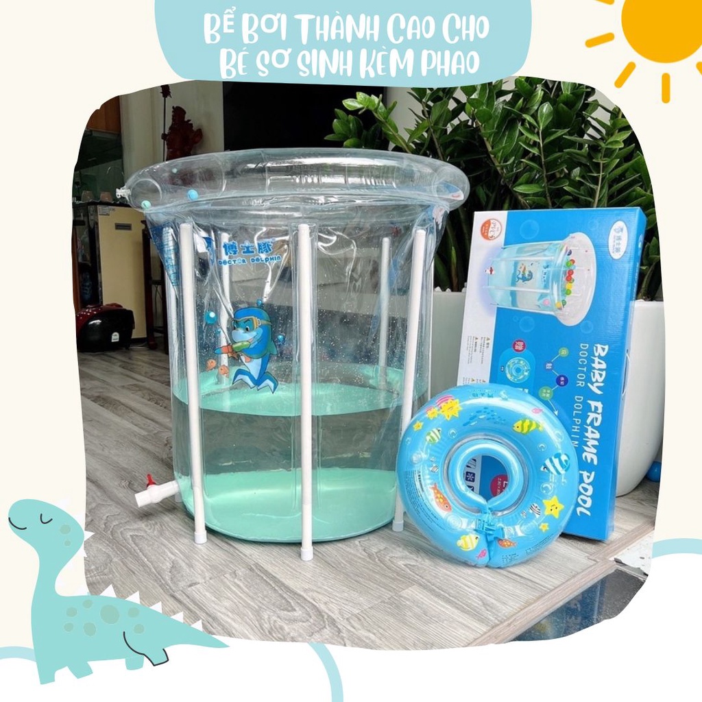 Bể Bơi Thành Cao Cho Bé Sơ Sinh, Bể Bơi Doctor Dolphin Kèm Phao Cổ Chính Hãng
