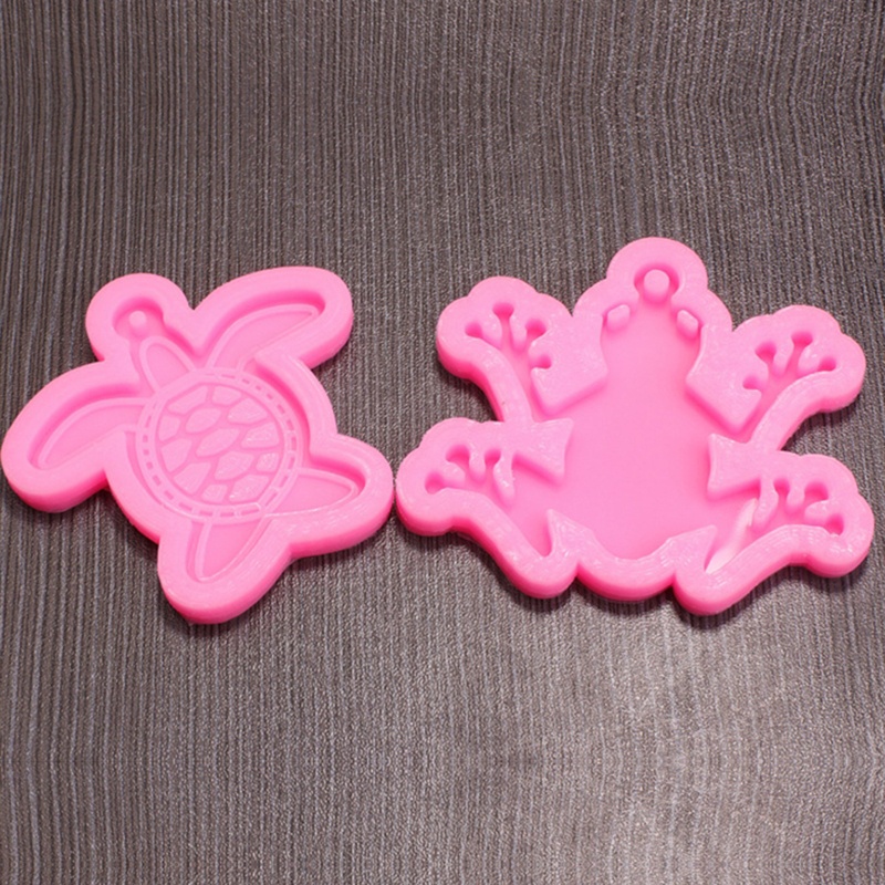 Bộ 3 Khuôn Làm Móc Khóa Resin Epoxy Resin Hình Rùa / Thằn Lằn / Ếch Sáng Bóng DIY