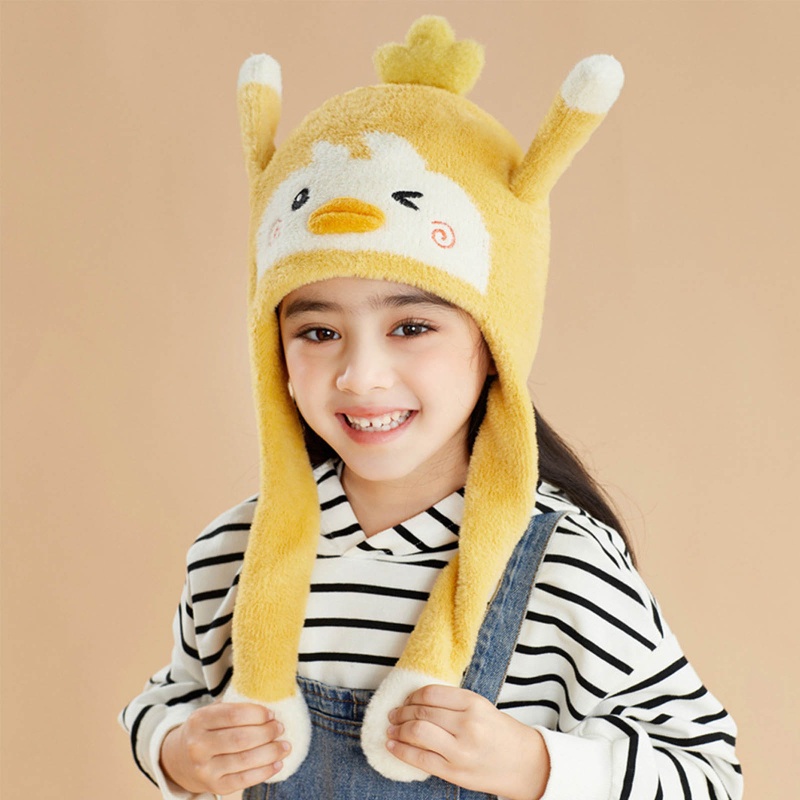 Mũ Beanie Mềm Phối Tai Thỏ Có Thể Chuyển Động Vui Nhộn Thời Trang Mùa Đông Cho Bé Gái