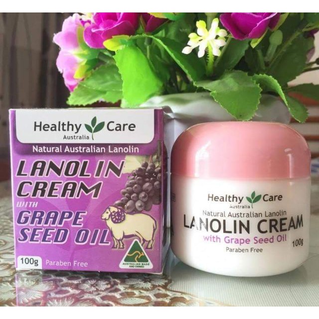 kem dưỡng mỡ cừu với tinh dầu hạt nho Healthy care Lanolin cream with Grape seed oil 100g