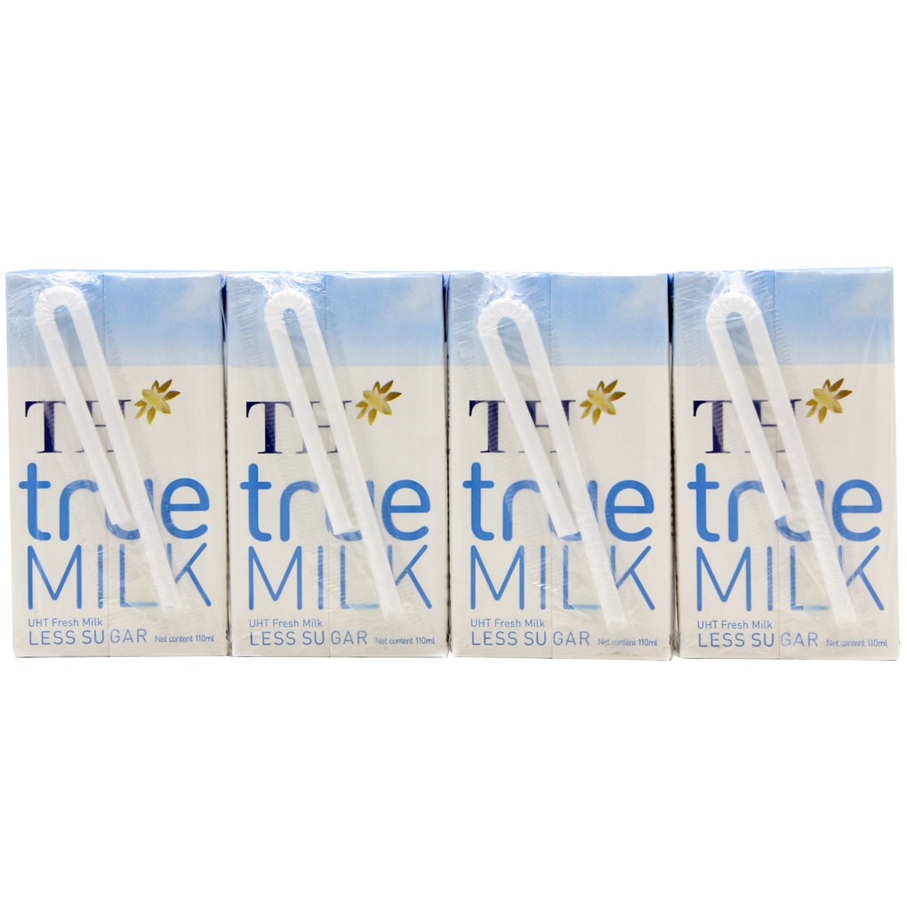 Sữa tươi tiệt trùng TH True Milk Ít Đường hộp 110ml (4 hộp) &quot;Giá bán đá đã trừ khuyến mãi&quot;