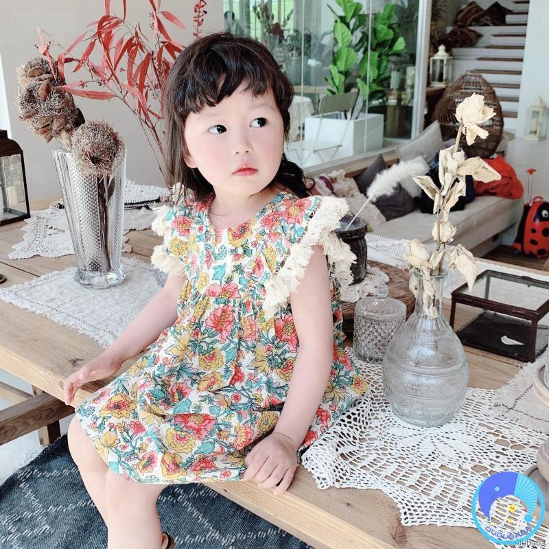 Đầm Công Chúa Không Tay Họa Tiết Hoa Phong Cách Hàn Quốc Cho Bé Gái