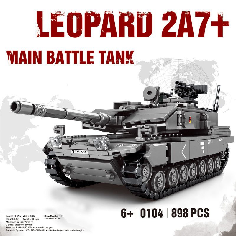 (CÓ SẴN) Lắp ráp xe tank Leopard 2A7+ main battle tank 0104 Xe tăng chiến đấu chủ lực Leopard 2A7 +