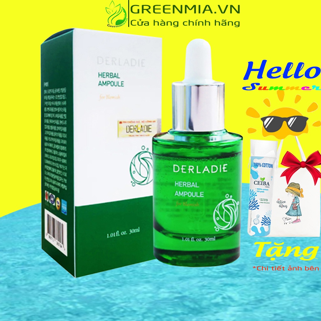 Serum Tràm Trà Derladie Tinh Chất Giảm Mụn Herbal Ampoule For Blemish Hết Mụn Sau 14 Ngày [NHẬP KHẨU CHÍNH HÃNG CÓ TEM]