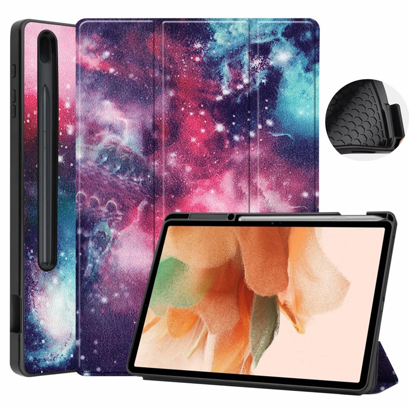 Ốp TPU mềm vẽ có ngăn để bút và chức năng chân đế cho Samsung Galaxy Tab S7 FE SM-T730 T735 T736