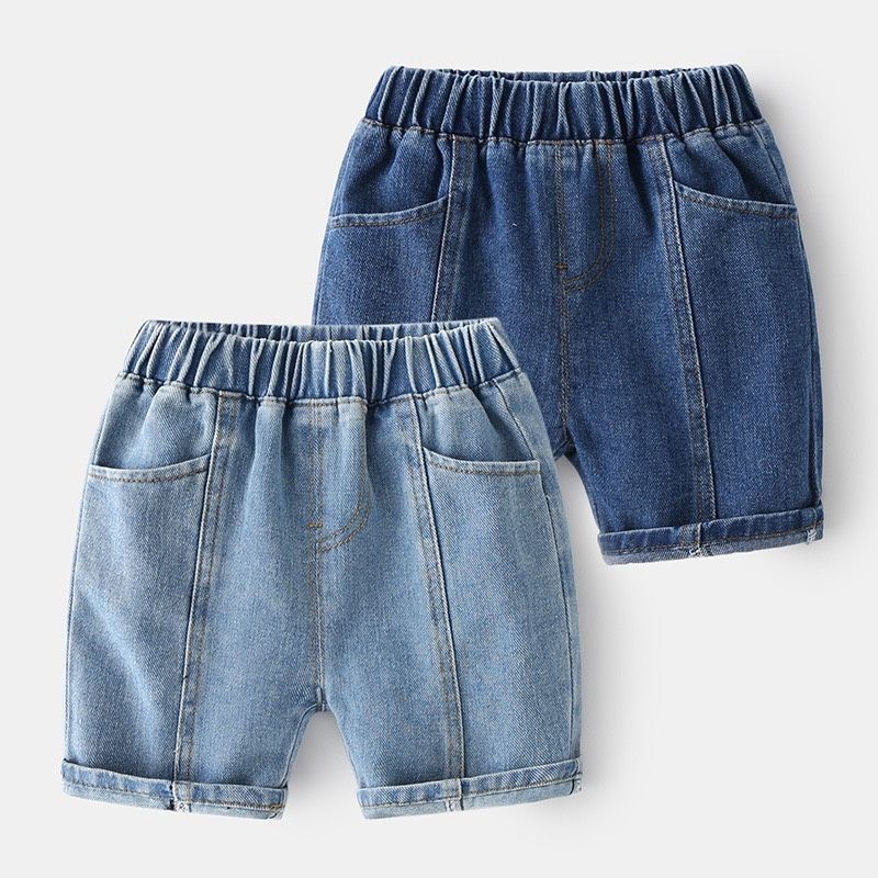 Quần Jean bé trai WELLKIDS quần short bò chất mềm họa tiết đơn giản KZ3185