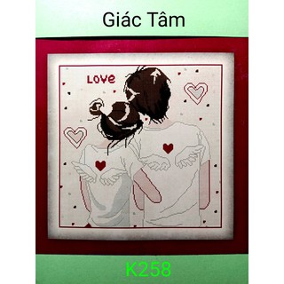 Tranh 3D ĐÔI TÌNH NHÂN TRÁI TIM TÌNH YÊU - 56x56cm - K258 tranh đã có khung