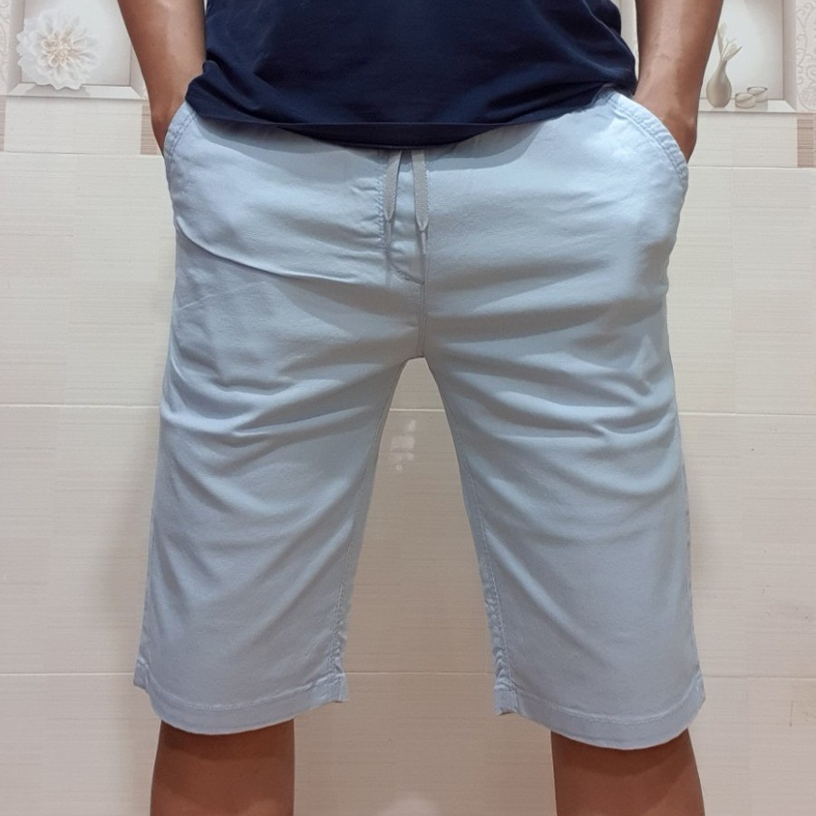 Quần Short nam Quần ngắn nam Kaki phối viền kẻ lưng trẻ trung phong cách