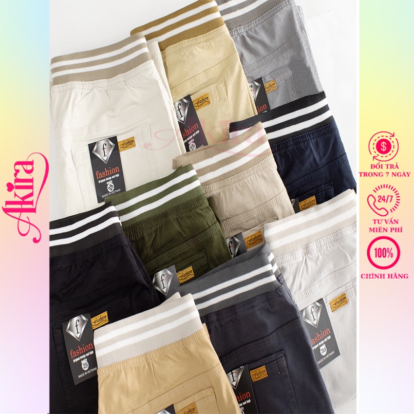 Combo 3 Quần short kaki nam co giãn - Short lưng thun tiện dụng - Short phổ thông Akira