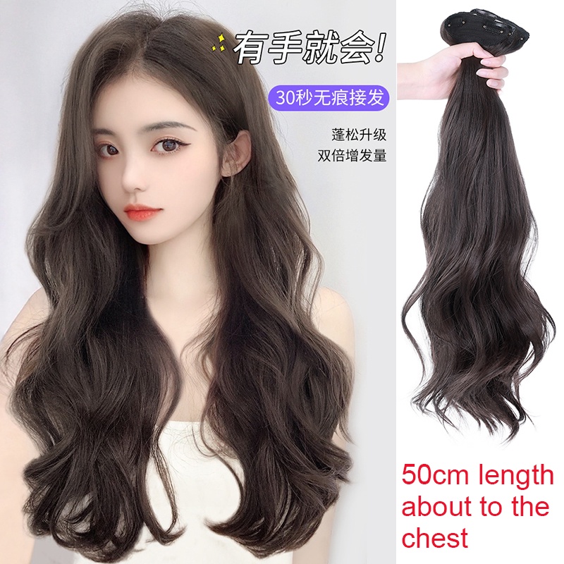 Set 3 Phần Tóc Giả Dài Xoăn Tàng Hình Không Đường May Cho Nữ