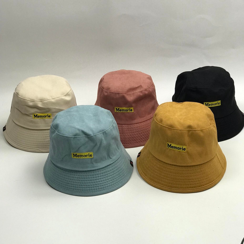 Mũ bucket vành cụp thêu chữ MEMORIE Nón tai bèo chất nỉ nhung cao cấp thời trang form unisex nam nữ B10