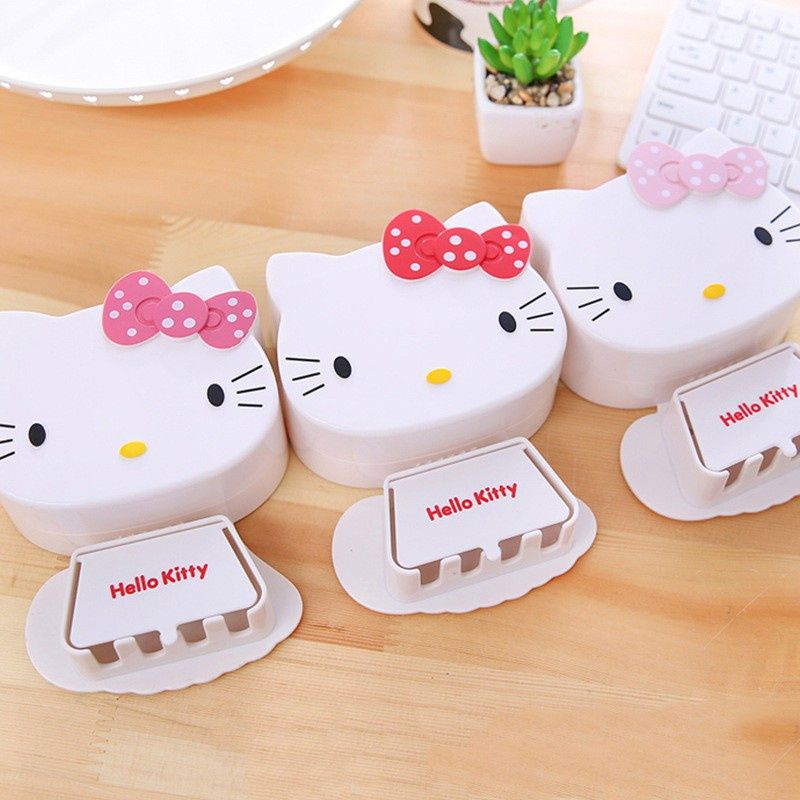 Giá treo bàn chải đánh răng kèm khay đựng đồ tiện dụng  hình Hello kitty- Khay đựng bàn chải , đựng đồ đa năng