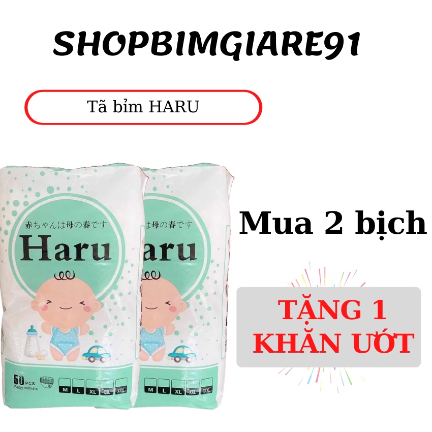 [ Mua 2 bịch TẶNG QUÀ] Tã/Bỉm HARU xuất Nhật quần size M50/L50/XL50/XXL50