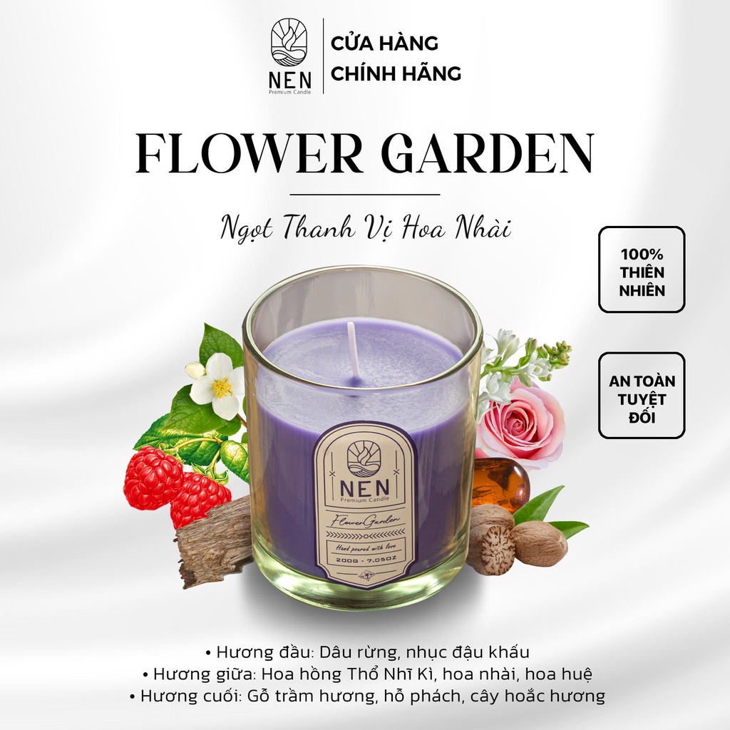 Nến Thơm NEN Flower Garden - Ngọt Thanh Vị Hoa Nhài 210g (HS2-TI)