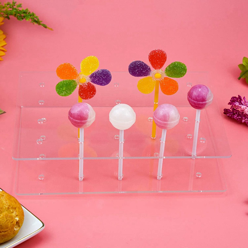 Set 2 Giá Đỡ Kẹo Mút 20 Lỗ Bằng Acrylic Trang Trí Tiệc Cưới / Sinh Nhật / Tiệc Sinh Nhật