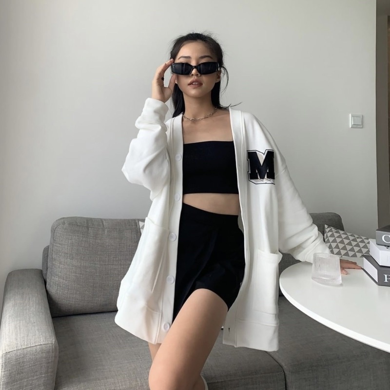 Áo cardigan nỉ bông cotton unisex dưới 85kg - Thêu logo M missout | BigBuy360 - bigbuy360.vn