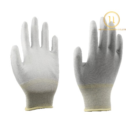 Găng tay sợi carbon phủ PU lòng bàn tay chống tĩnh điện