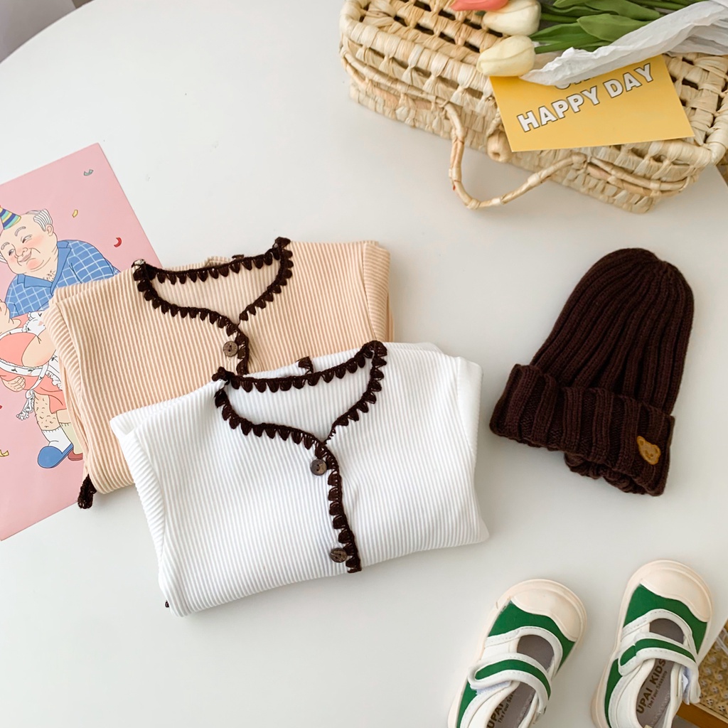 Bộ đồ ngủ liền thân tay dài cài nút thời trang mùa thu cho bé