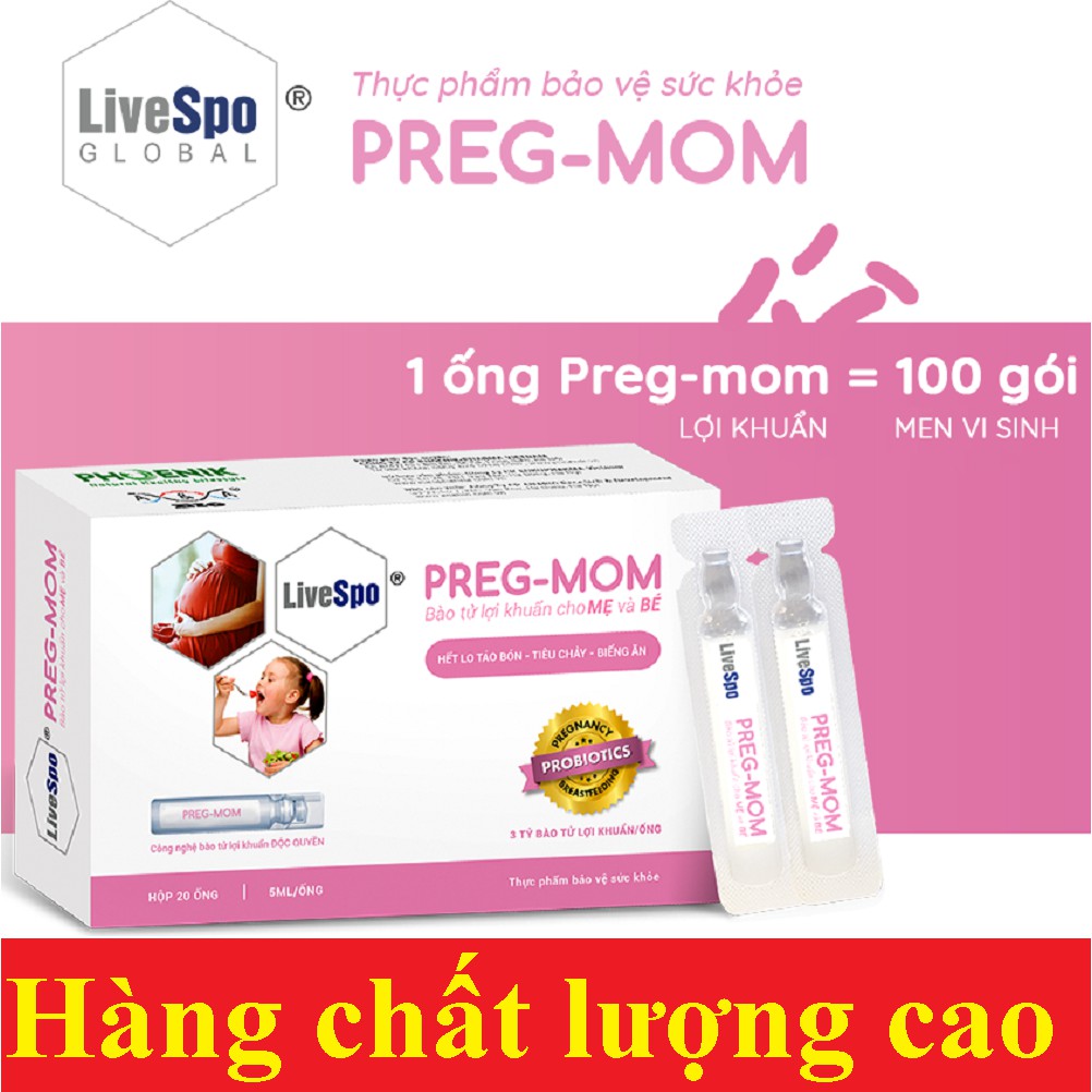 10 ống PREG MOM [ Pregmom ]- Bào Tử Lợi Khuẩn Hỗ Trợ Trẻ Táo Bón , Biếng Ăn, Kém Hấp Thu , Tăng Đề Kháng Cho Bé