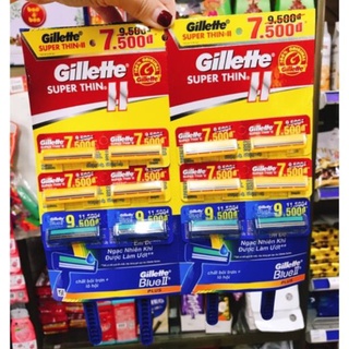 Dao Cạo Râu Gillette Super Thin - Blue Plus Lưỡi Kép