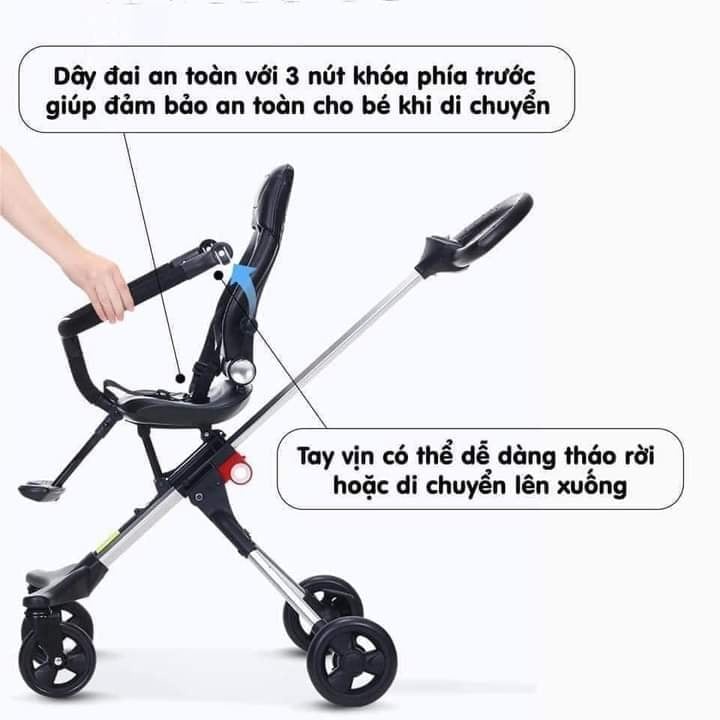 Xe đẩy đảo chiều Tomorrow Sky TW-0205 gấp gọn có mái che chính hãng