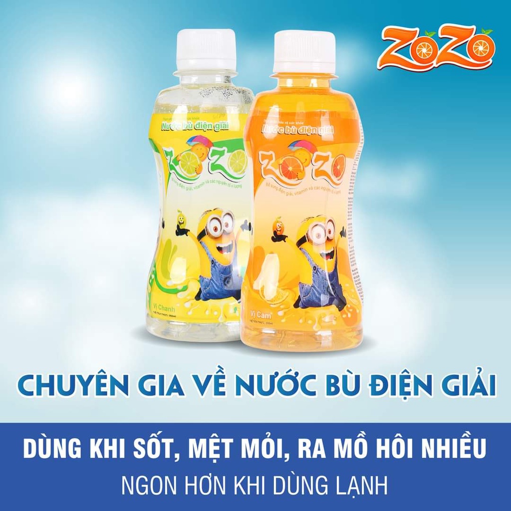 ZOZO Nước bù điện giải vị cam, vị chanh Chai 250ml