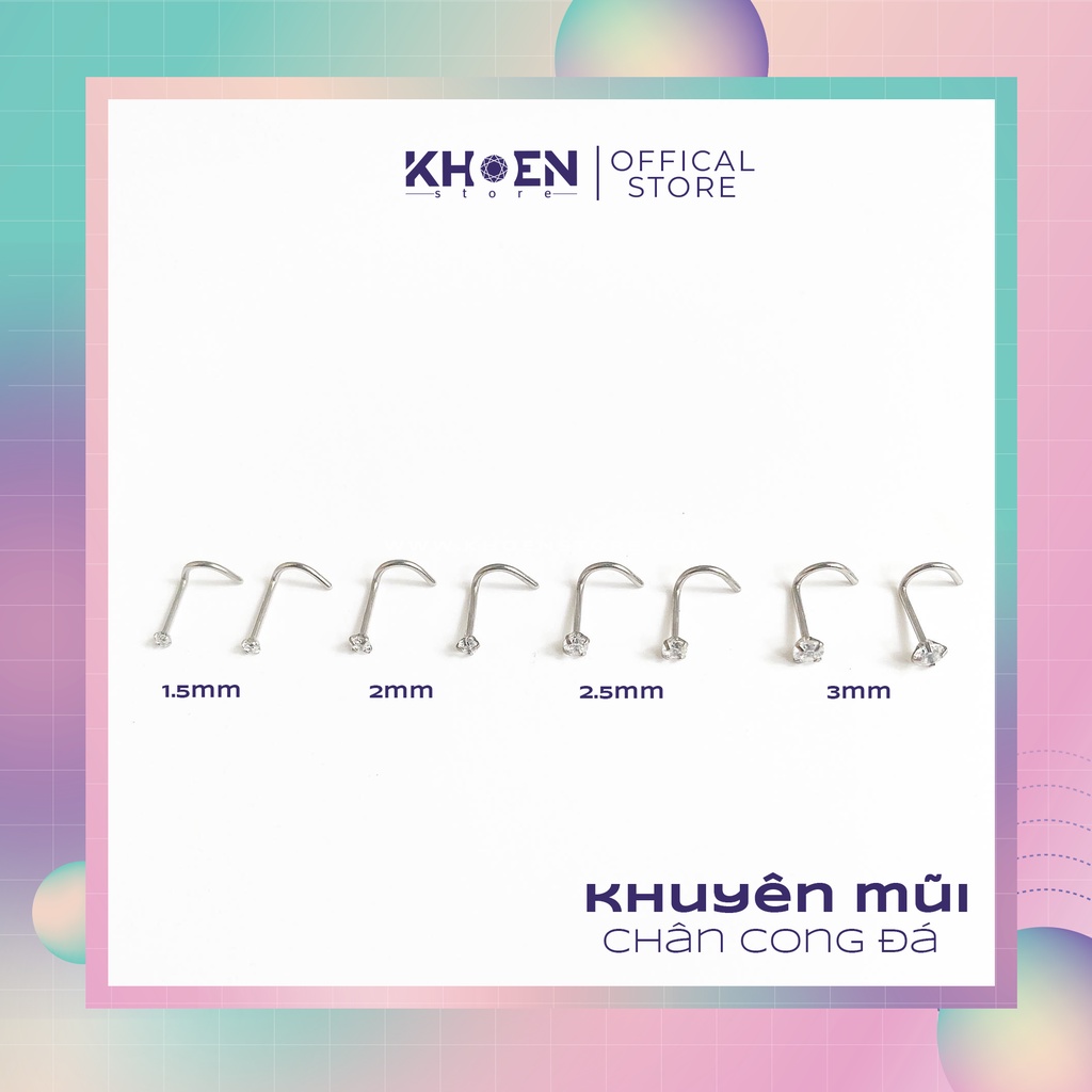 Khuyên Mũi chân Cong chữ C đá chấu - Khoen Store
