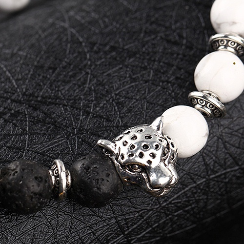 Vòng tay chuỗi hạt phối phụ kiện mạ bạc đơn giản thời trang cho nam và nữ