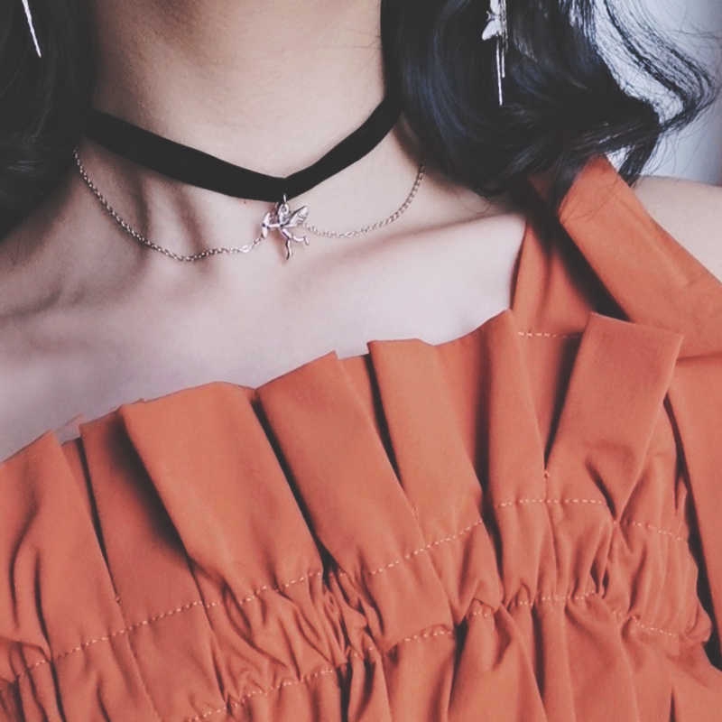 Vòng cổ Choker mặt hình thần cupid kiểu retro xinh xắn cho bạn gái