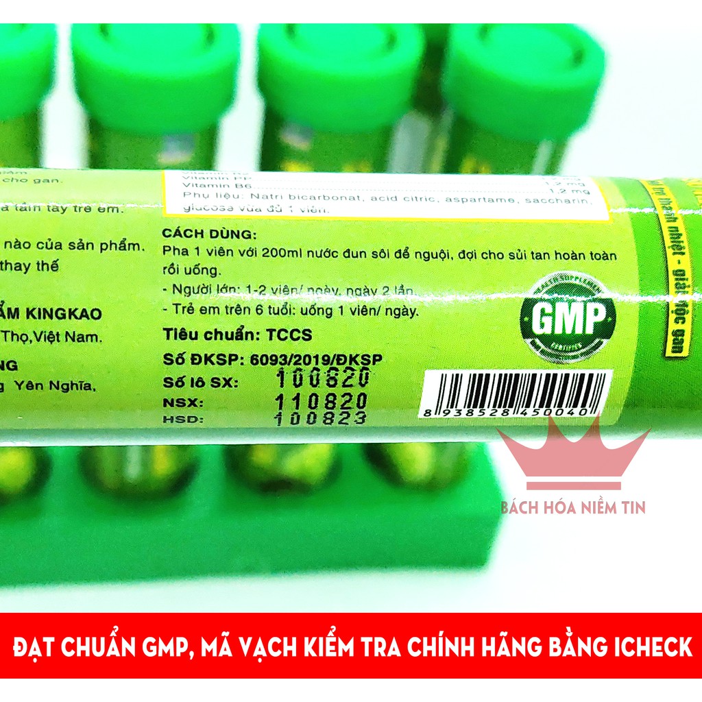 Viên sủi mát gan - ACTISO Râu Ngô Rau Má - Tuýp 20 viên - Thanh nhiệt mát gan, giải độc gan hiệu quả