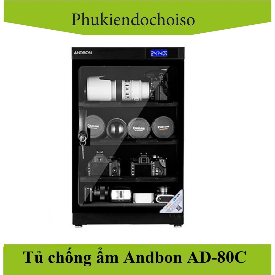 Tủ chống ẩm Andbon AD-80C -Taiwan . Tặng 01 bộ vệ sinh máy ảnh 8 in 1