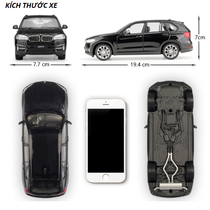 Xe mô hình ô tô BMW X5 tỉ lệ 1:24 Welly bằng kim loại