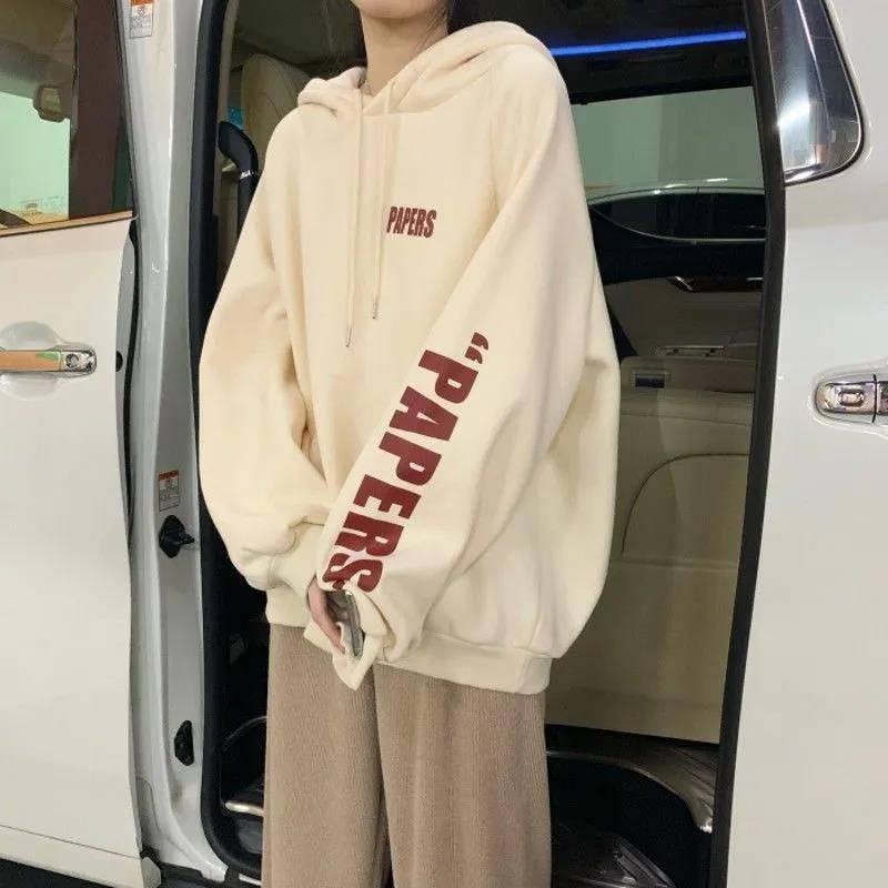 Áo hoodie dáng rộng phong cách Nhật Hàn thời trang thu đông 2021 cho nữ