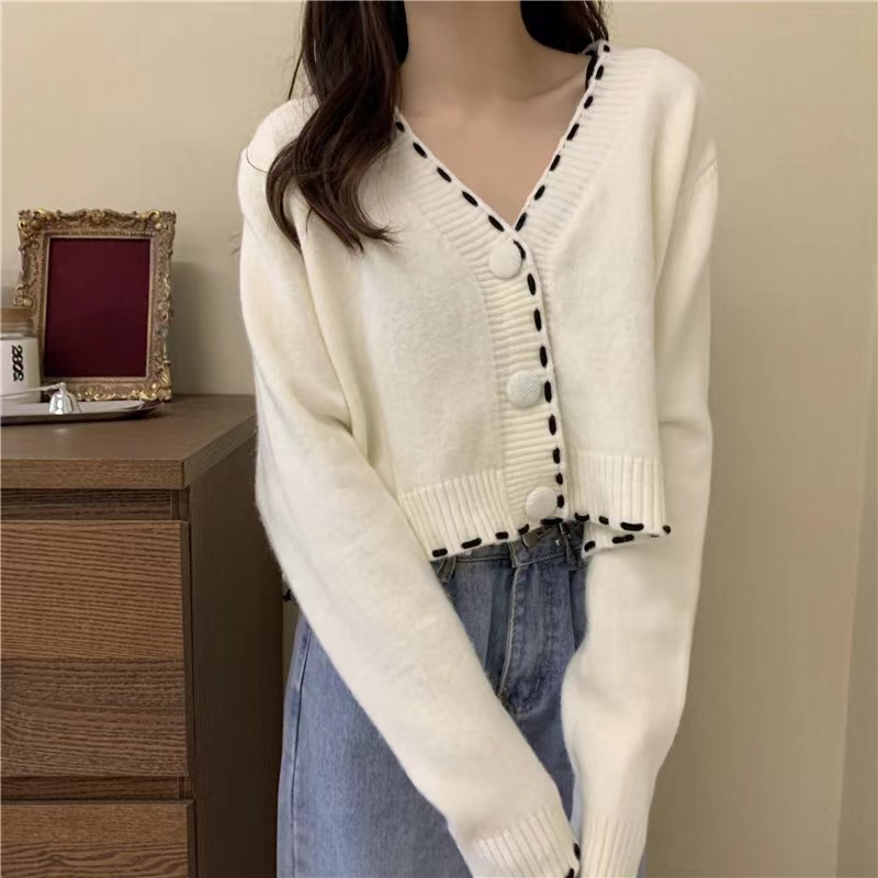 Áo Khoác Cardigan Dệt Kim Cổ Chữ V Thiết Kế Mới Thời Trang Dành Cho Nữ
