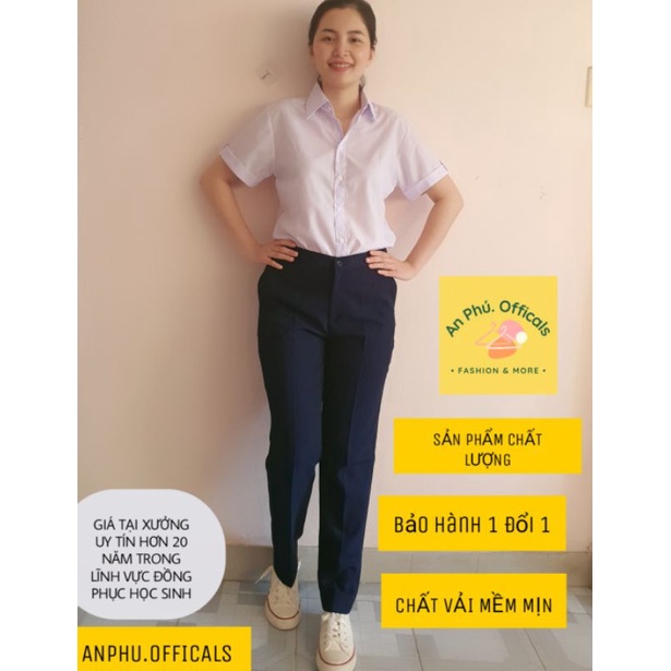 AP06- (HÀNG LOẠI 1 MÀU XANH ĐEN) Quần tây nữ học sinh cấp 2 cấp 3 , 100% vải tuyết mưa mềm mịn, form đẹp