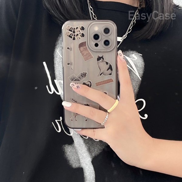 Korean Style DIY Sticker Silicone Transparent Phone Case iPhone 7 8 Plus X XS XR XsMax 12 11 11PRO 11PRO MAX Anti-drop Case