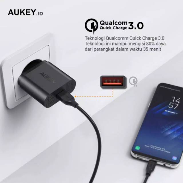 Củ Sạc Nhanh Aukey Pa-t9 1 Cổng 19.5w Qc 3.0