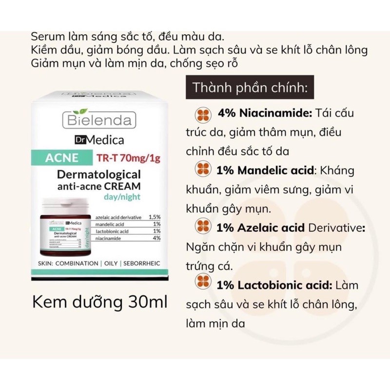 Dr Medica kem dưỡng giảm mụn dành cho da dầu mụn 30ml