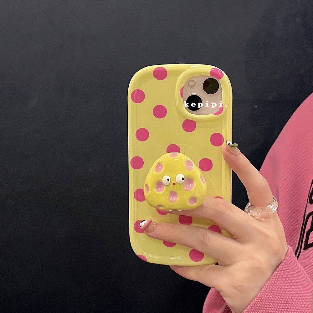 Ốp Điện Thoại Dẻo Họa Tiết Chấm Bi Dễ Thương Kèm Giá Đỡ Nhẫn Cho iPhone13promax Apple 12 Phone Case 11 / 14