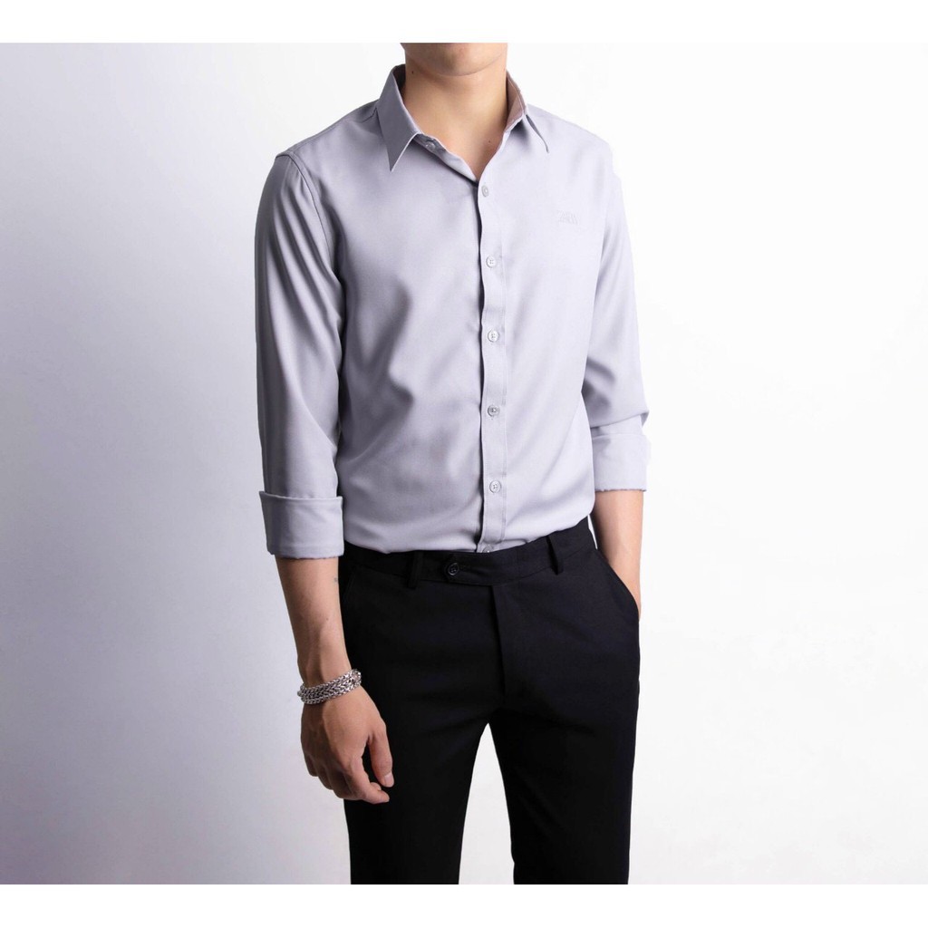 Áo sơ mi nam dài tay trắng ,đen,xanh,xám cổ bẻ ,hàng chuẩn xuất, chất liệu co giãn ,ôm dáng slim body thiết kế trẻ trung