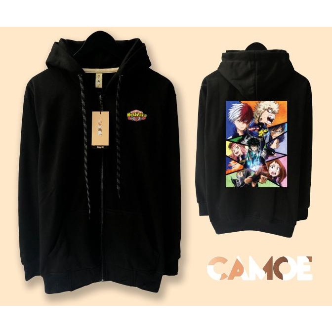Boku no hero Academy Deku Izuku Áo Khoác Hoodie Có Khóa Kéo Bằng Vải Nỉ Polyflex Trơn In Hình Ảnh Phim Học Viện Anh Hùng Cho Nam Nữ