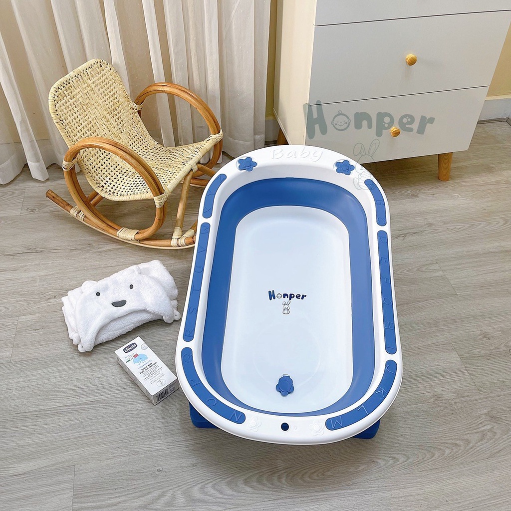 Chậu Tắm Gấp Gọn Họa Tiết Chữ Cái,Chậu Tắm Chính Hãng Honper, Babibu