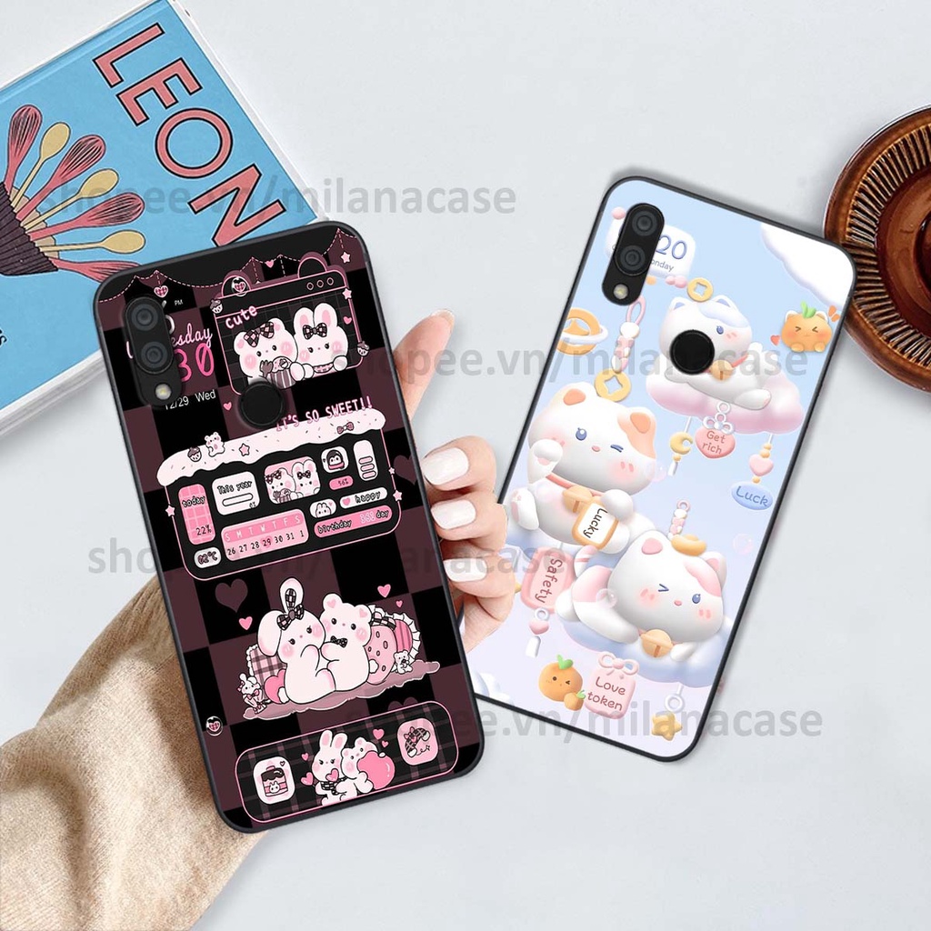 Ốp Xiaomi Redmi 7 hình đồng hồ icon gấu mèo cute cực dễ thương ngộ nghĩnh