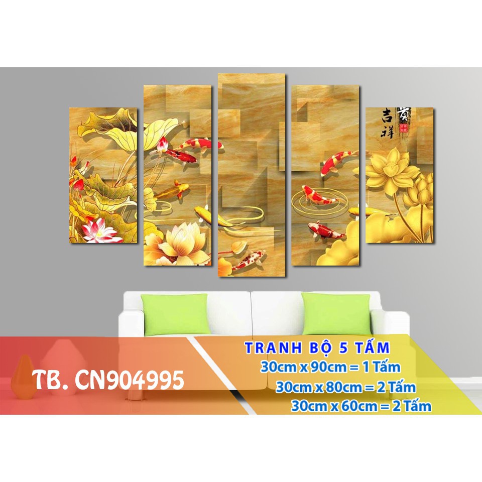 Tranh gỗ treo tường Cửu ngư CN904995- Tranh treo tường đẹp 3D- Ngọc Diệp Decor