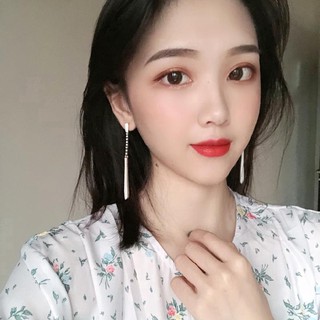 S925 temperament long earline Earrings Nvchao Xian temperament long zircon Baitao A934